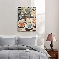 Vista 7 de GELDSTEI Framed Coffee Wall Art, Vintage Cafe Aesthetic Picture, Cafe Bar Wrapped Canvas Artwork, Retro Coffee Poster Print, Modern Rustic Wall