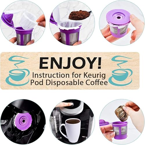 Vista 6 de CAPMESSO Filtros de café desechables con tapa, filtro de papel Kerig para cápsulas reutilizables de una sola porción compatible con cafetera Keurg