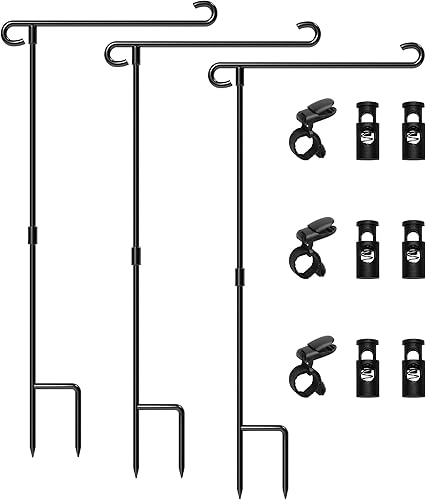 HOOSUN Soporte para bandera de jardín, fácil de instalar, hierro forjado fuerte y resistente, se adapta a mini bandera de 12.5 x 18 pulgadas con 1
