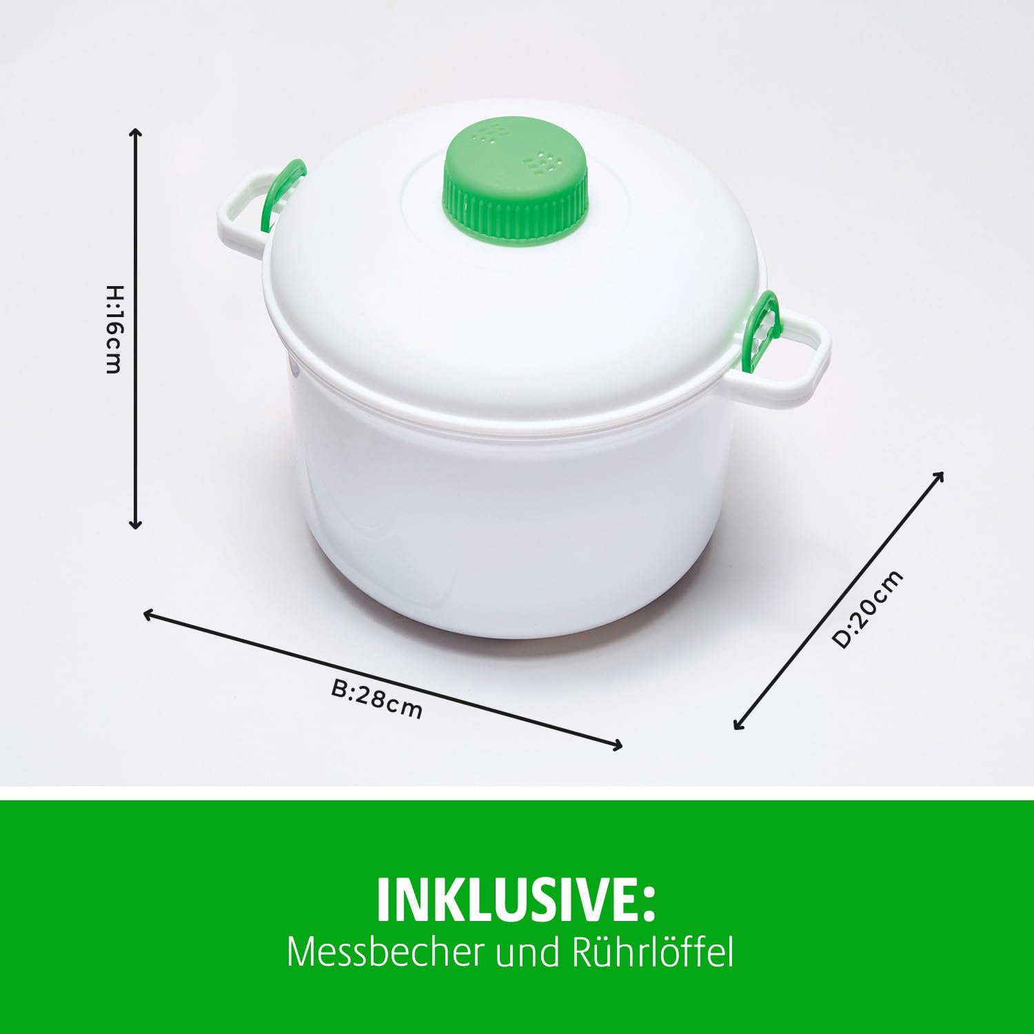Basilico® Pentola a Pressione per Microonde 2,8L con Valvola di Vapore, Pentola a Pressione & Pressure Cooker per il Microonde – Salva Tempo & Energia – Incl. Cucchiaio & Misurino – per Es. Verdure
