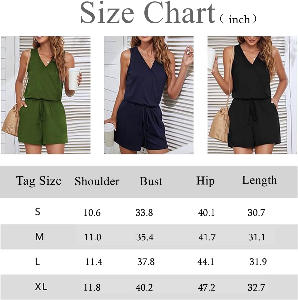 Leezepro Women Ladies Playsuit Jumpsuits Dungarees for Women Summer Elegant V Neck Casual Short Rompers with Pockets Mini Playsuit