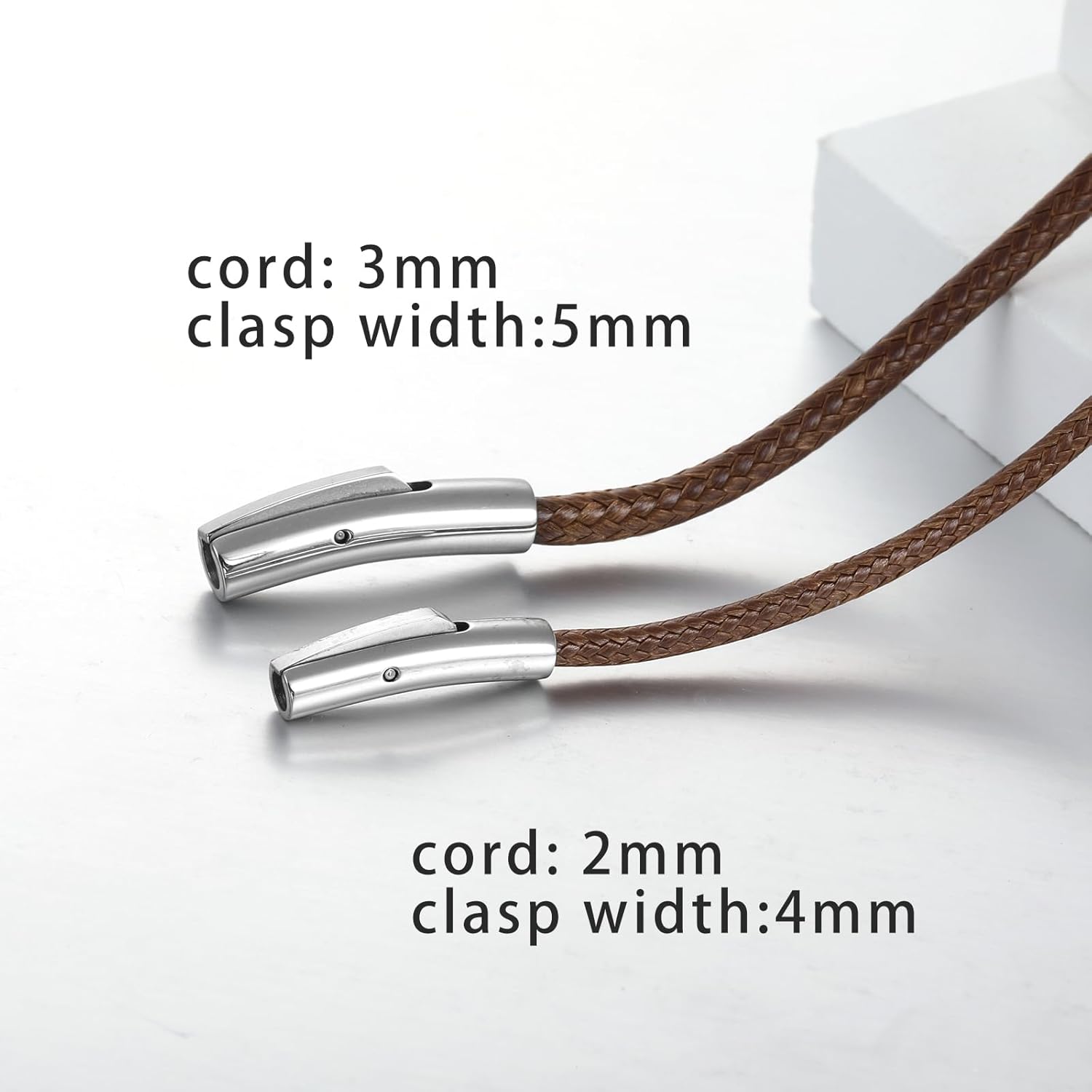 2mm 3mm Waterproof Braided Leather Cord Necklace with Durable Stainless Steel Snap Clasp Men Women Woven Wax Black/Brown String Rope Chain for DIY Pendant Length 16" 18" 20" 22" 24" 26" 28" 30" - Image 7