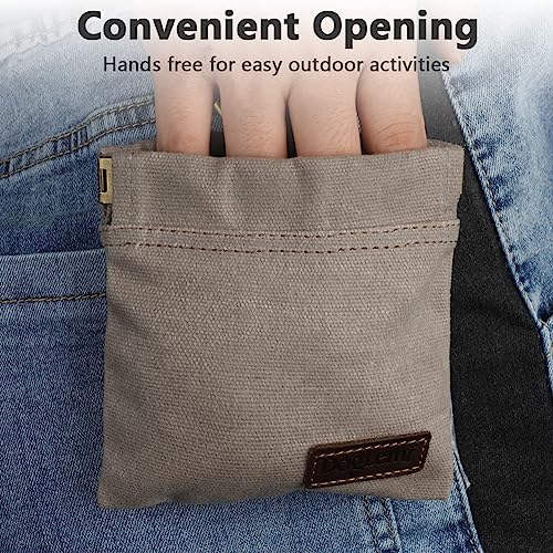 vsshe Leckerlitasche für Hunde, Freihändige Hundeleckerlitasche mit Automatischem Verschluss Futterbeutel Hundetraining Leckerlibeutel Klein Magnet Gassitasche für Katzenfutter Hundefutter Grau