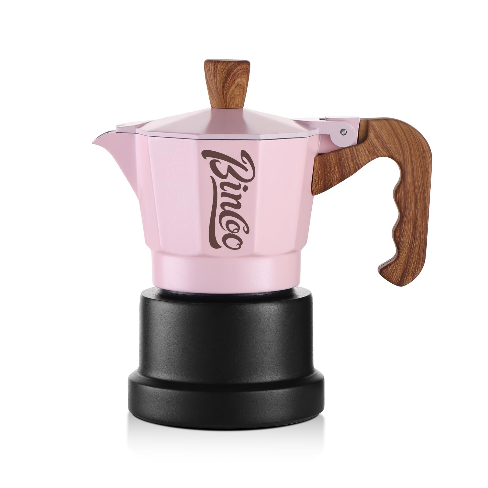 Bincoo Espresso Maker Stovetop,Camping Moka Pot 2 Cup/120ML,Stove Top Espresso Italian Coffee Maker,Easy to Use (Pink-black)