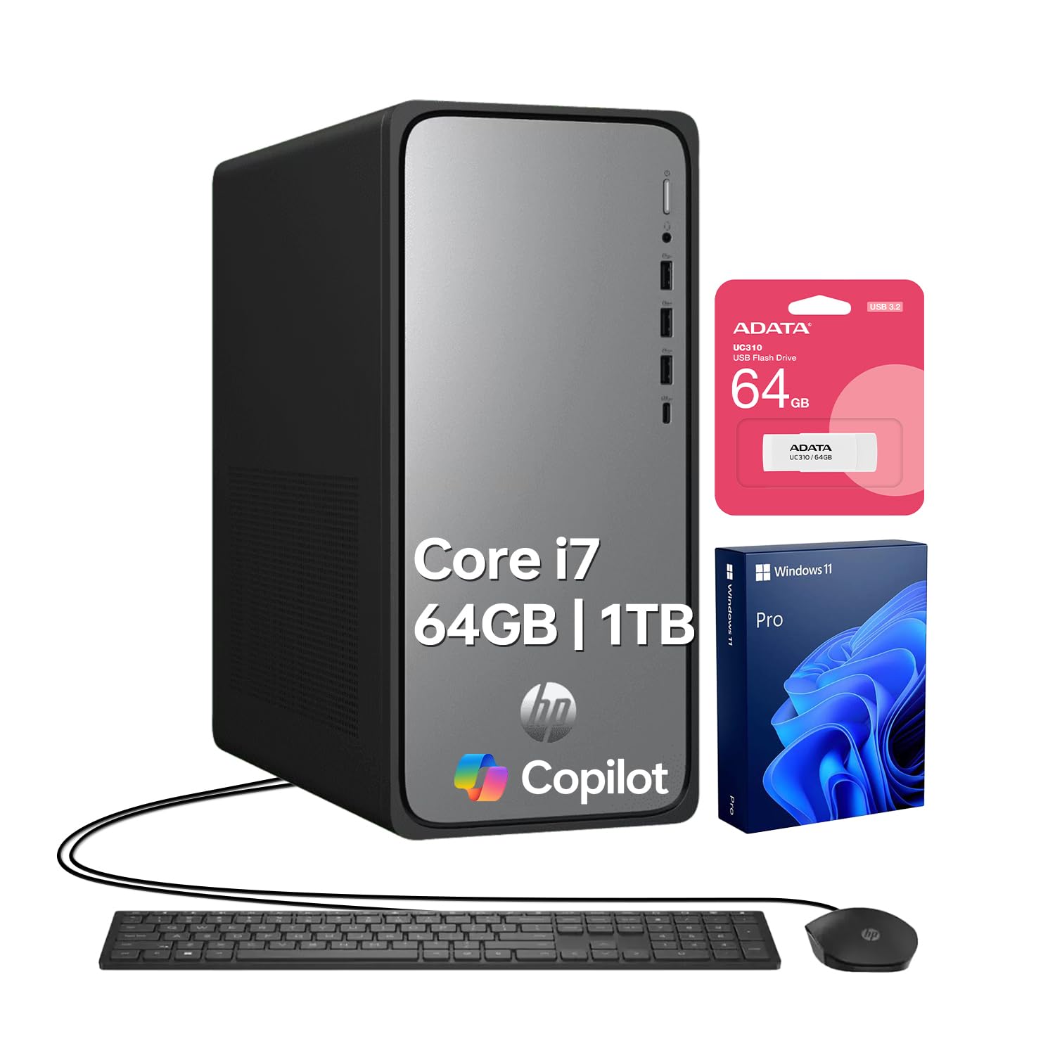 HP OmniDesk MO2 Envy Next Brand Tower Desktop, i7-14700 (> Ultra 7 155H), Copilot AI PC, 64GB DDR5 RAM, 1TB SSD, Win11 Pro, Wi-Fi 6, Business-Grade