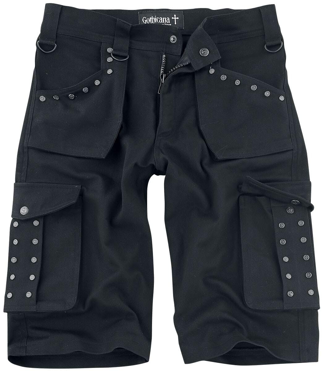 Gothicana by EMP Herren Schwarze Shorts mit Nieten