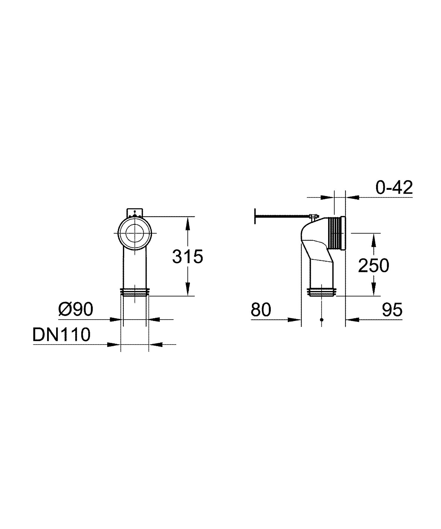 GROHE WC-Ablaufbogen (Länge einstellbar, 93,5 bis 137 mm, Herstellergarantie: 5 Jahre), 39457000