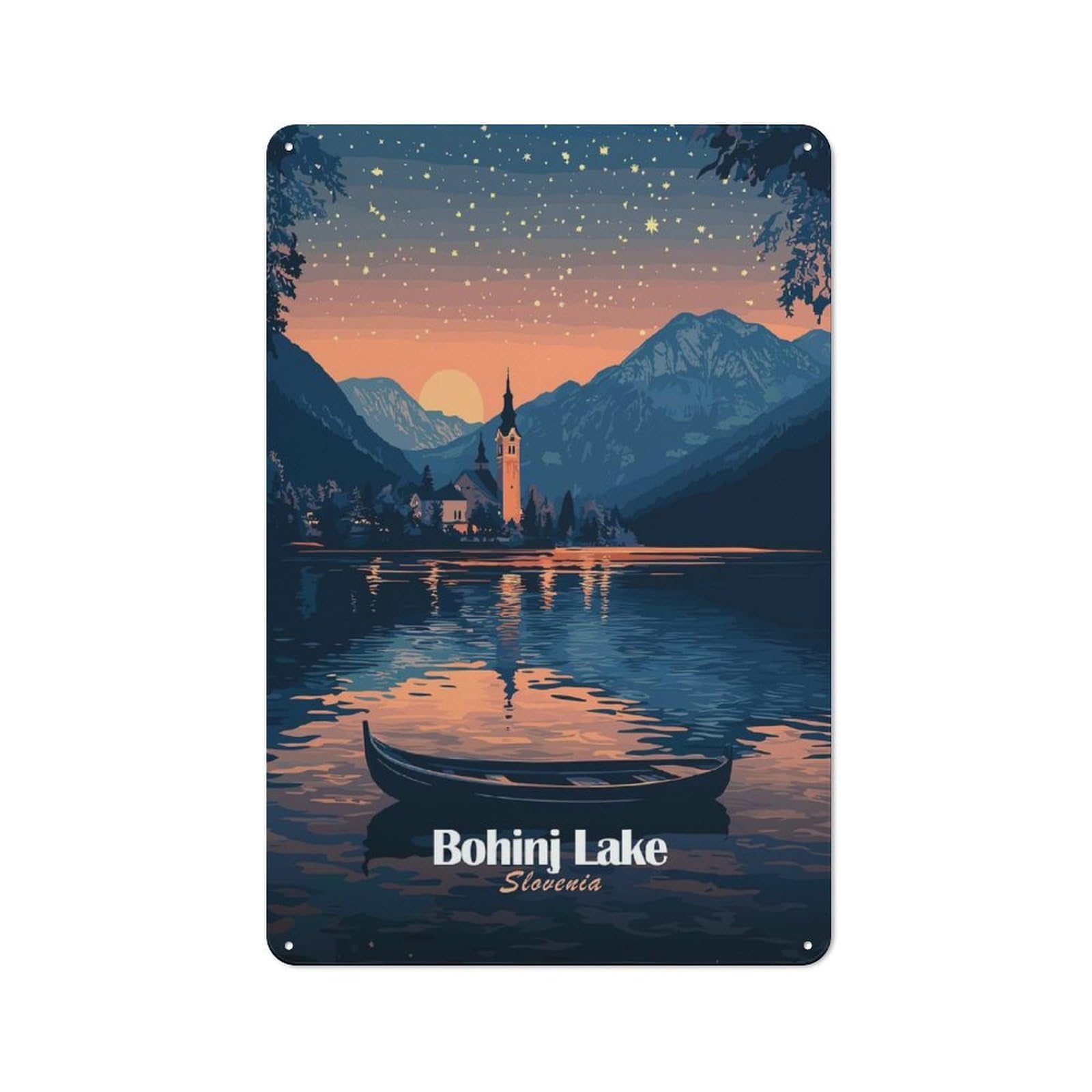 Junmoney Style-14 Bohinj Lake Slovenia Tin Sign 30X20cm, Vintage Home Bar Decor For Cafe, Pub, Workshop Or Home Bar, For Relaxed Wall Styling