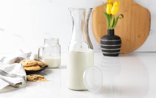 Miniatura 3 de Kook Jarra de vidrio, suministros de barra de mimosa, jarras con tapa, jarra de agua de vidrio, dispensadores de bebidas para fiestas, té, vino y