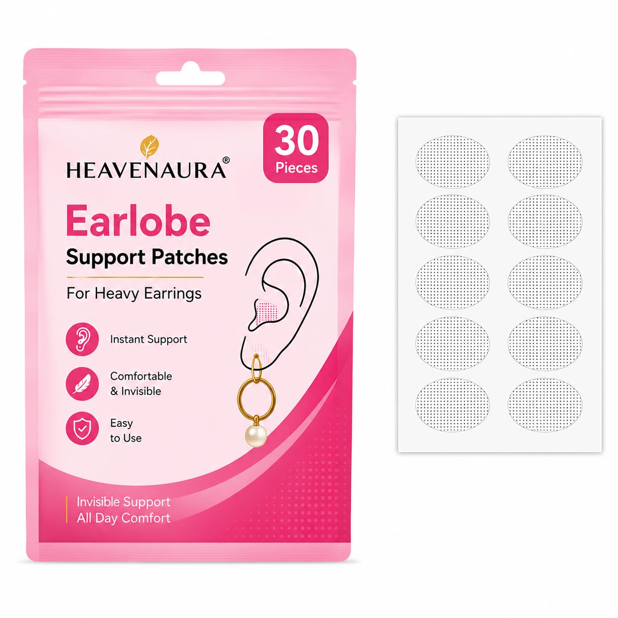 Earlobe Support Patches for Heavy Earrings | 50 Pcs Invisible Ear Lobe Lift & Support Stickers | Self Adhesive Transparent Ear Support Tape for Women (30 pc)-picture-21