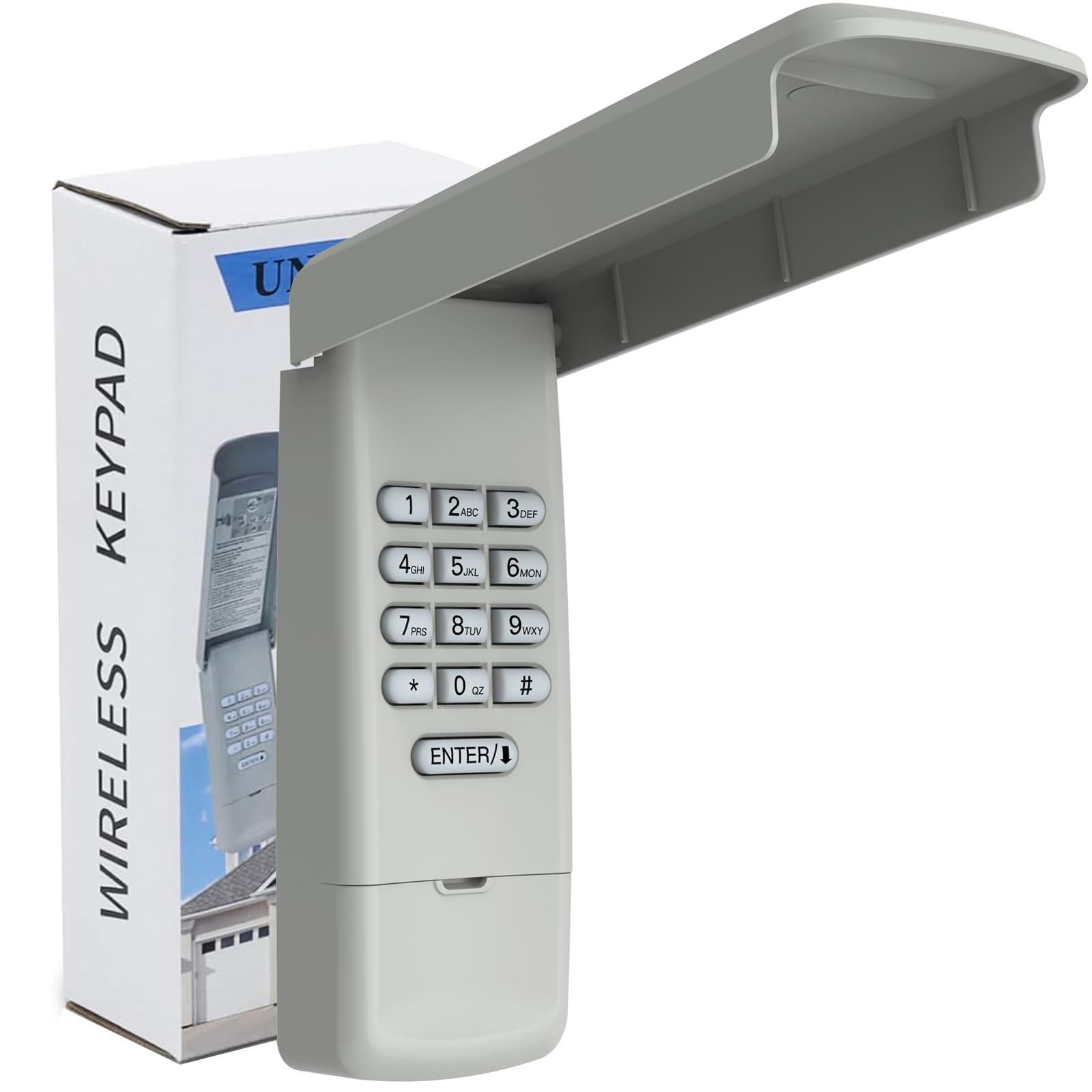 Universal Garage Door Opener Keypad for Liftmaster Chamberlain Craftsman Linear Genie Multicode Stanley Wayne Dalton Openers Learn Button & Dip Switch, Wireless Keyless Entry Outside Garage Remote