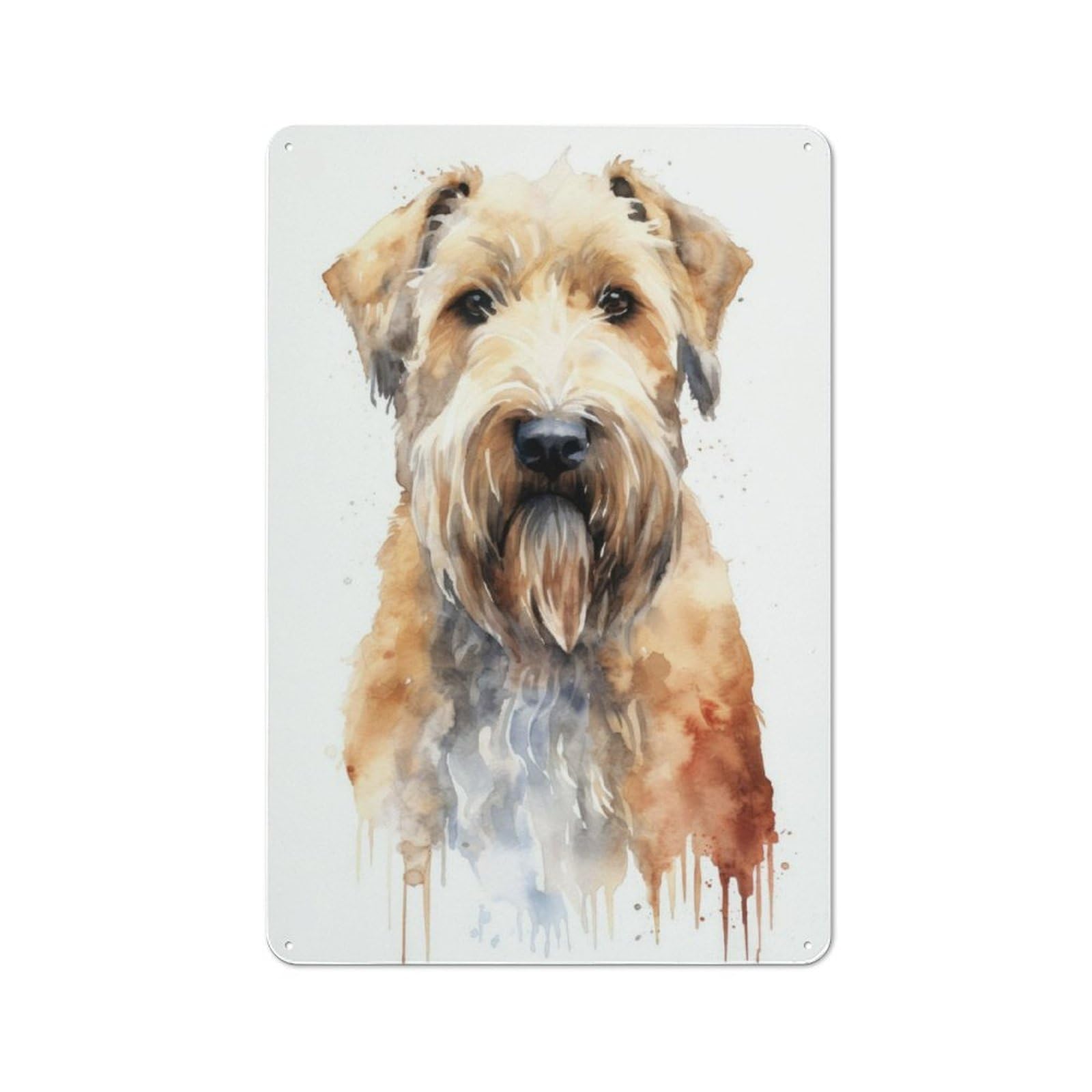 Junmoney Wheaten Terrier Watercolor Metal Plaque 30X20cm With For Hallway Wall, Retro Decor, For Wall Display Collectors