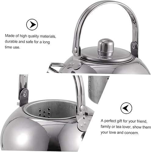 Miniatura 4 de HOMSFOU 1 tetera de acero inoxidable, infusores de té de acero inoxidable para té suelto, estufa de acero inoxidable, tetera de agua caliente,