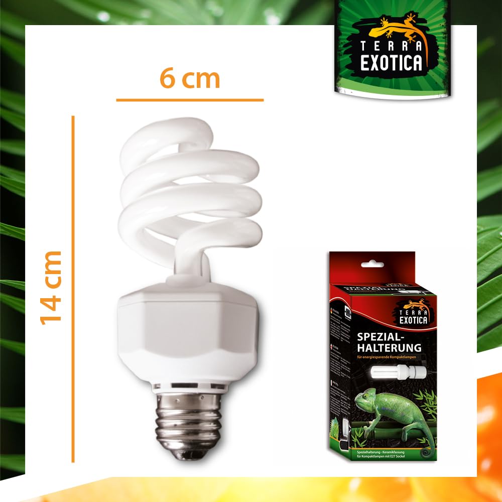 Terra Exotica Compact Desert 10.0 UVB Lampe - Auswahl zwischen 2.0, 5.0, 8.0 und 10.0 UVB Lampen für Ihr Terrarium - Ideal für Reptilien aus Wüsten und Steppen z.B Bartagamen und Nager