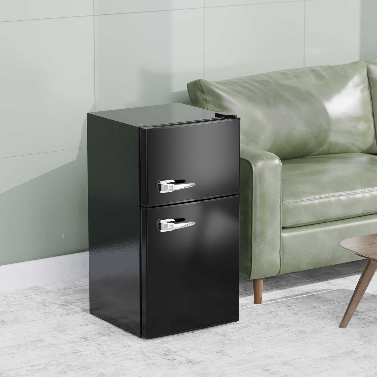 3.2 Cu.Ft. Mini Fridge With Freezer Retro 2 Door Refrigerator And Freezer Low Noise, Energy-Efficient,7 Temperature Modes,Compact Small Fridge For Bedroom Home Office Dorm,Black on Fridge.com - View 2