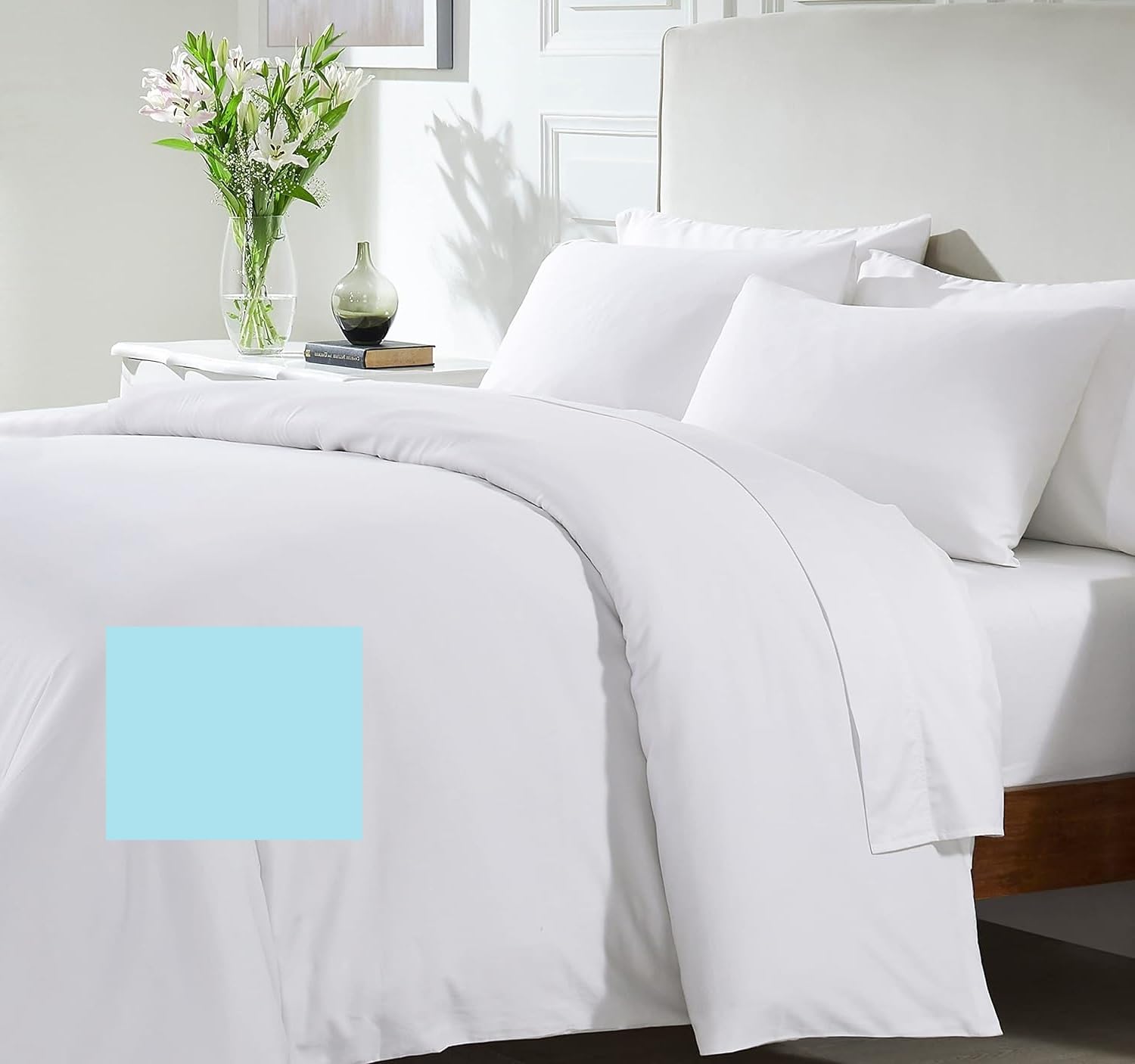 Bedtime Comforts Ltd EMPEROR BED SIZE DUVET QUILT COVER + 2 PILLOWCASES - DUCK EGG BLUE - 300 Thread Count (Duvet Cover Set Only)