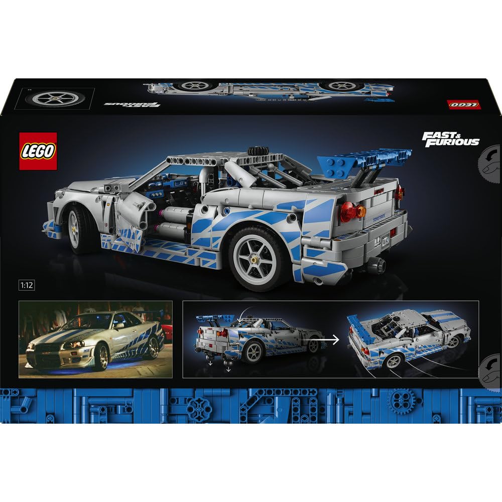 LEGO Technic Samochód Nissan Skyline GT-R (R34) Za szybcy za wściekli 42210 | Model samochodu, klocki konstrukcyjne Technic dla dorosłych, prezent dla fana motoryzacji, 1410 elementów