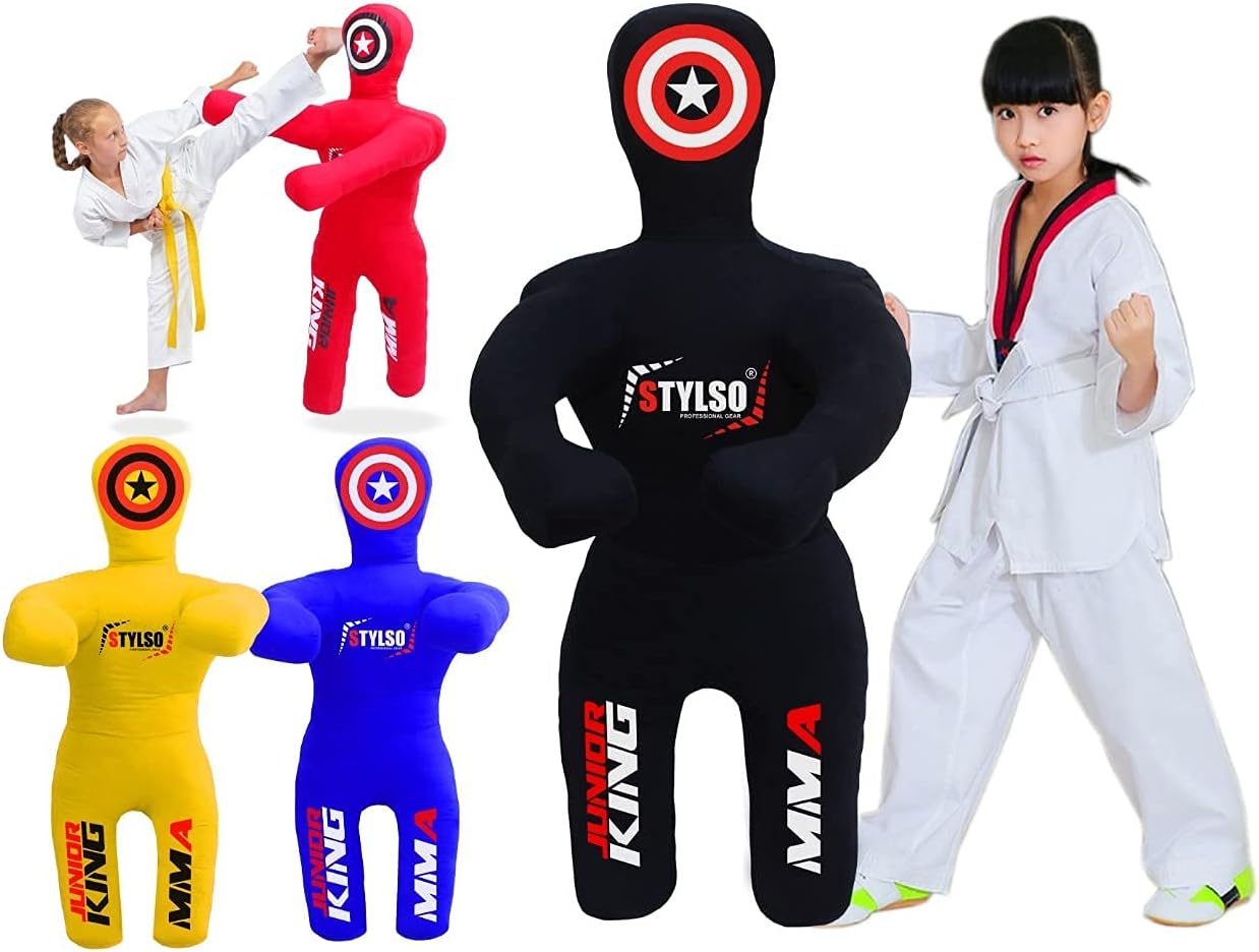 Stylso Kids Wrestling Dummy Grappling Dummies - Brazilian Jiu Jitsu BJJ MMA Boxing Judo Karate Martial Arts Training Punching Bag Children Exercise Doll Youth Throwing Buddy (Black, 100 cm) : Sports & Outdoors