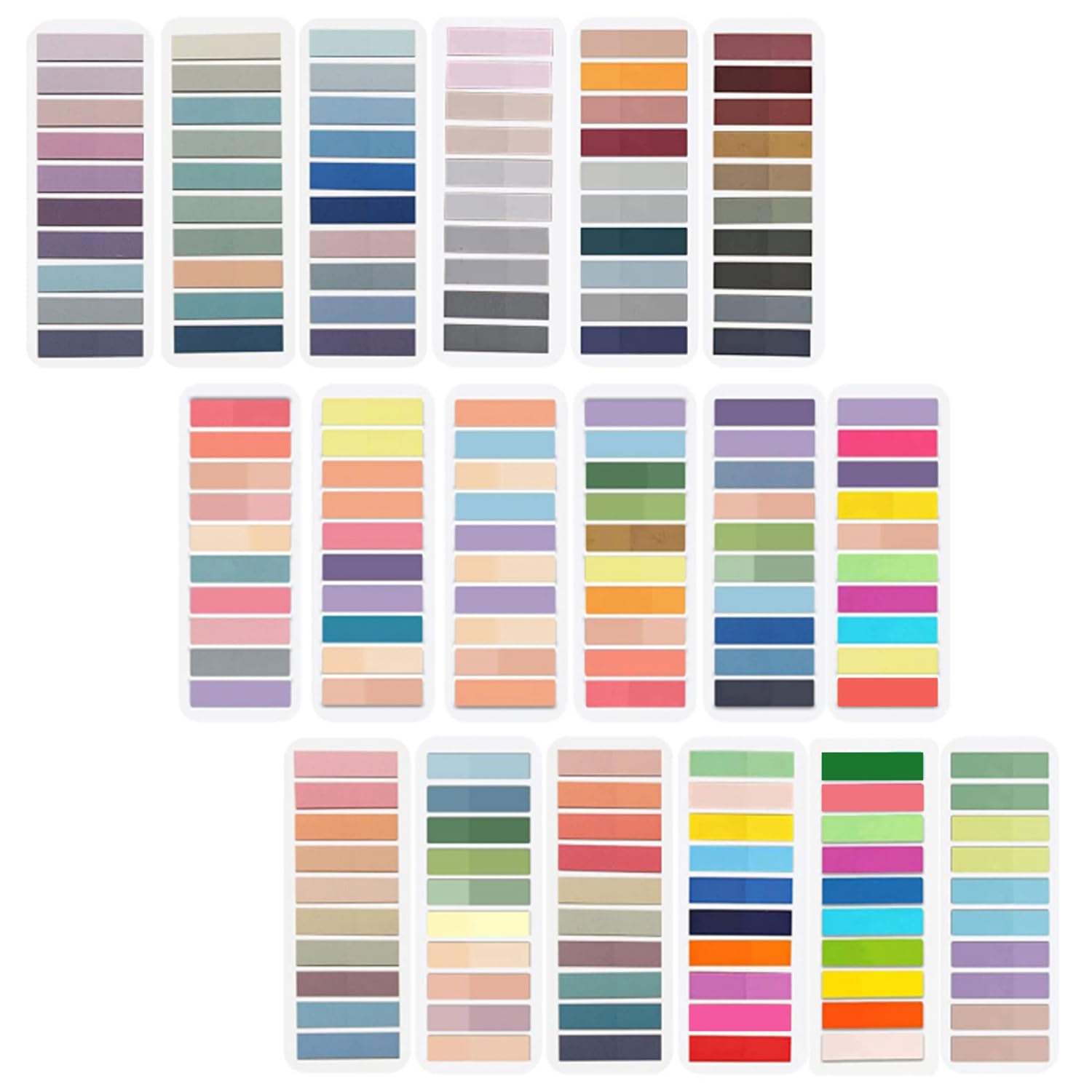 3600pcs Repositionable Index Tabs, 16 Packs Colorful Page Markers for Books, Notes, and Office Files