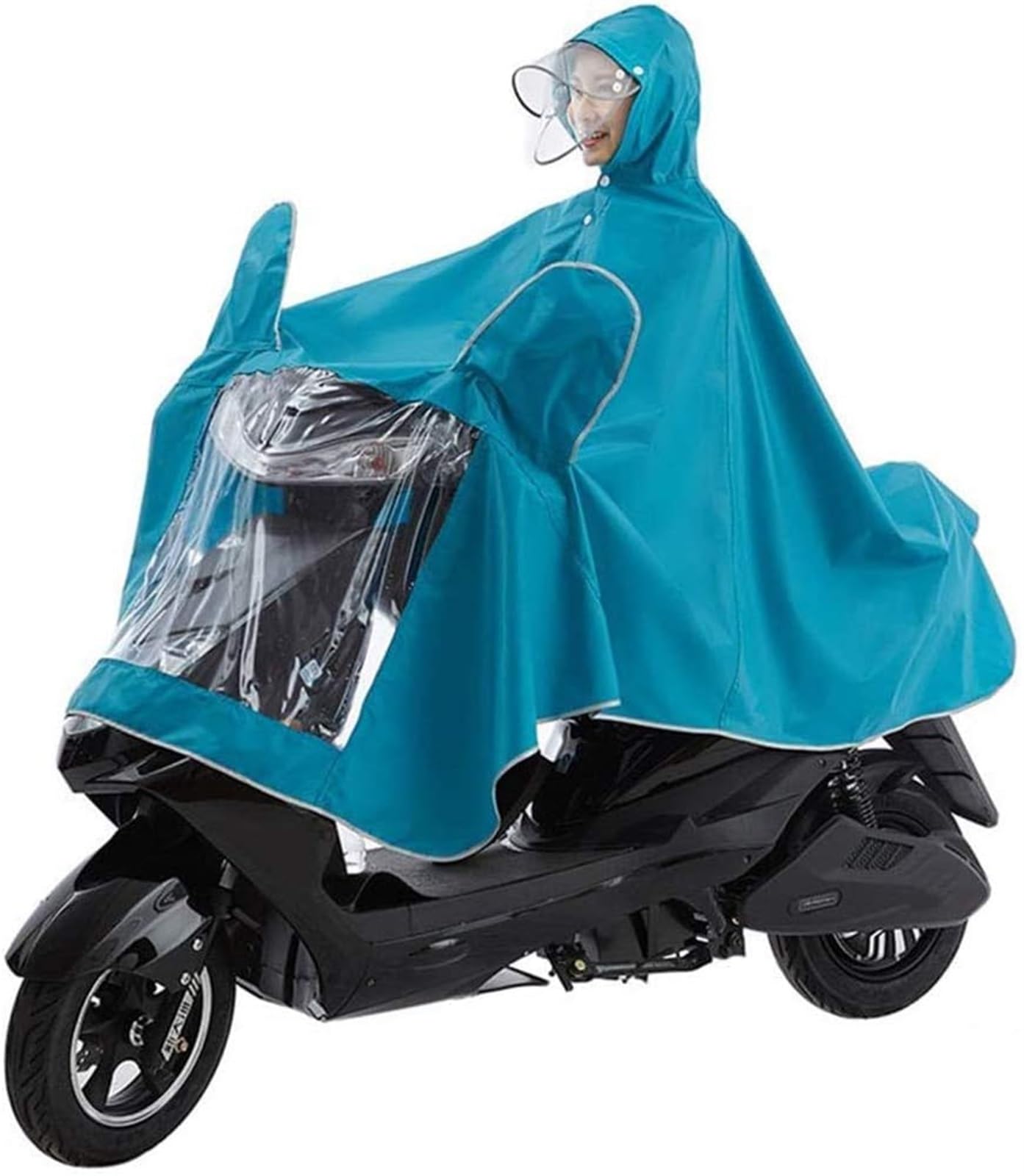 Waterproof Rain Poncho Cycling Poncho, Elektryczna hulajnoga motocyklowa duża peleryna przeciwdeszczowa, jednoosobowa motocyklowa przeciwmgielna osłona przeciwdeszczowa ze szczelinami na lusterka(Gree