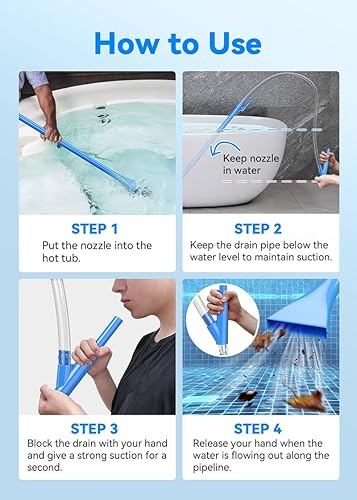 Miniatura 5 de Treerit Aspiradora de bañera de hidromasaje, aspiradora de spa para bañera de hidromasaje, succión fuerte y ligera, aspiradora de suciedad de mano