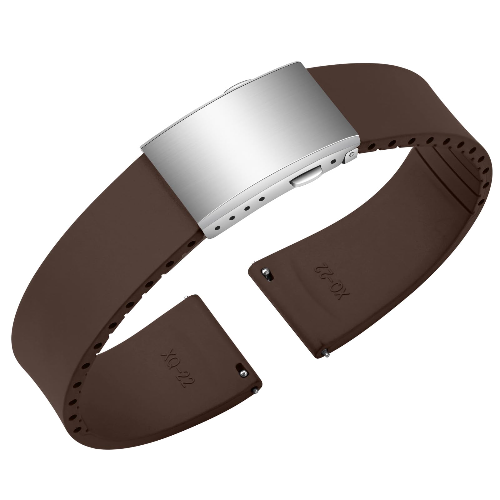 ULLCHRO Uhrenarmband aus Fluorkautschuk, FKM Kautschuk Armband mit Schnellverschluss, Edelstahl Faltschließe, Bandbreite 18mm 19mm 20mm 21mm 22mm