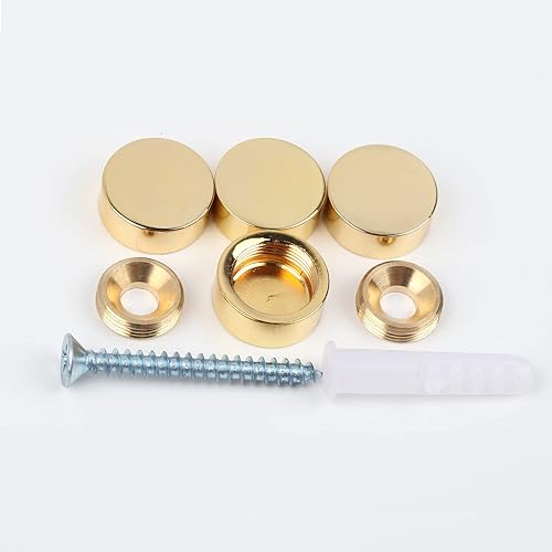 Miniatura 6 de TOPNIKE Mirror Screws, Brass Cap Decorative Mirror Nails, 0.6", Polished Gold, 4 Pack
