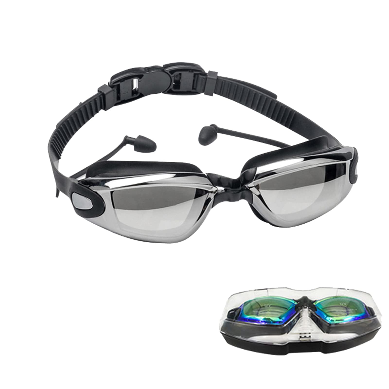 Brateuanoii Gafas Natacion, Gafas Natacion Hombre, Gafas Natacion Mujer, Antiempañamiento Ajustable Sin Fugas HD Cómodas Almohadillas Nasales Para Adultos y Niños