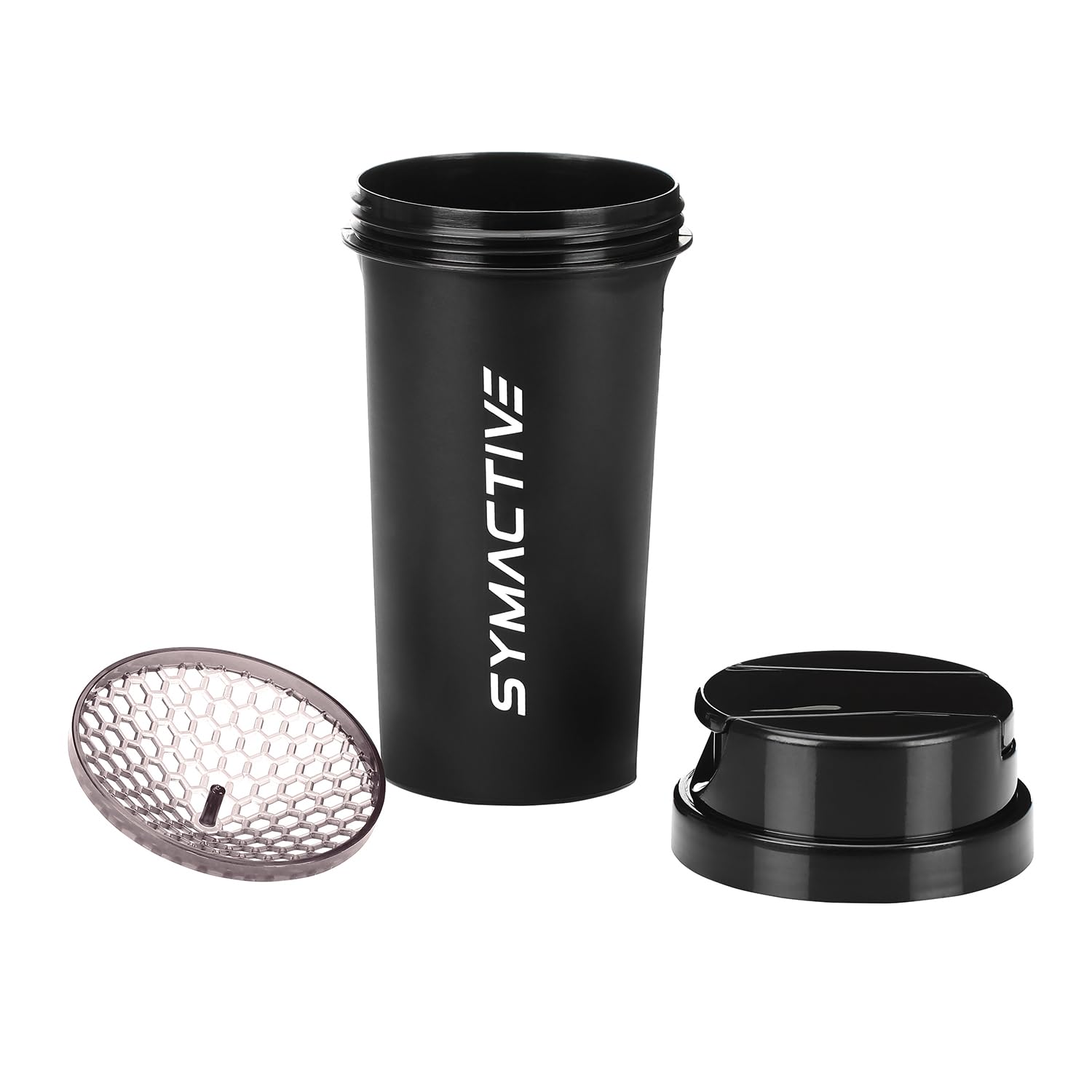 Amazon Brand - Symactive Leakproof Unbreakable Sports Shaker Bottle with Strainer, Anti Odour Large Spout & Flip Lid, BPA-Free (Color: Black, 700 ml),Plastic - Image 6 thumbnail