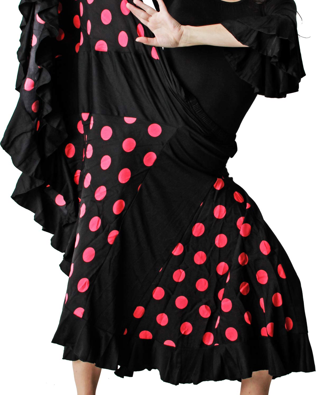 Traje Profesional de Baile Flamenco 2 Piezas Mujer con Volantes y Falda Lunares