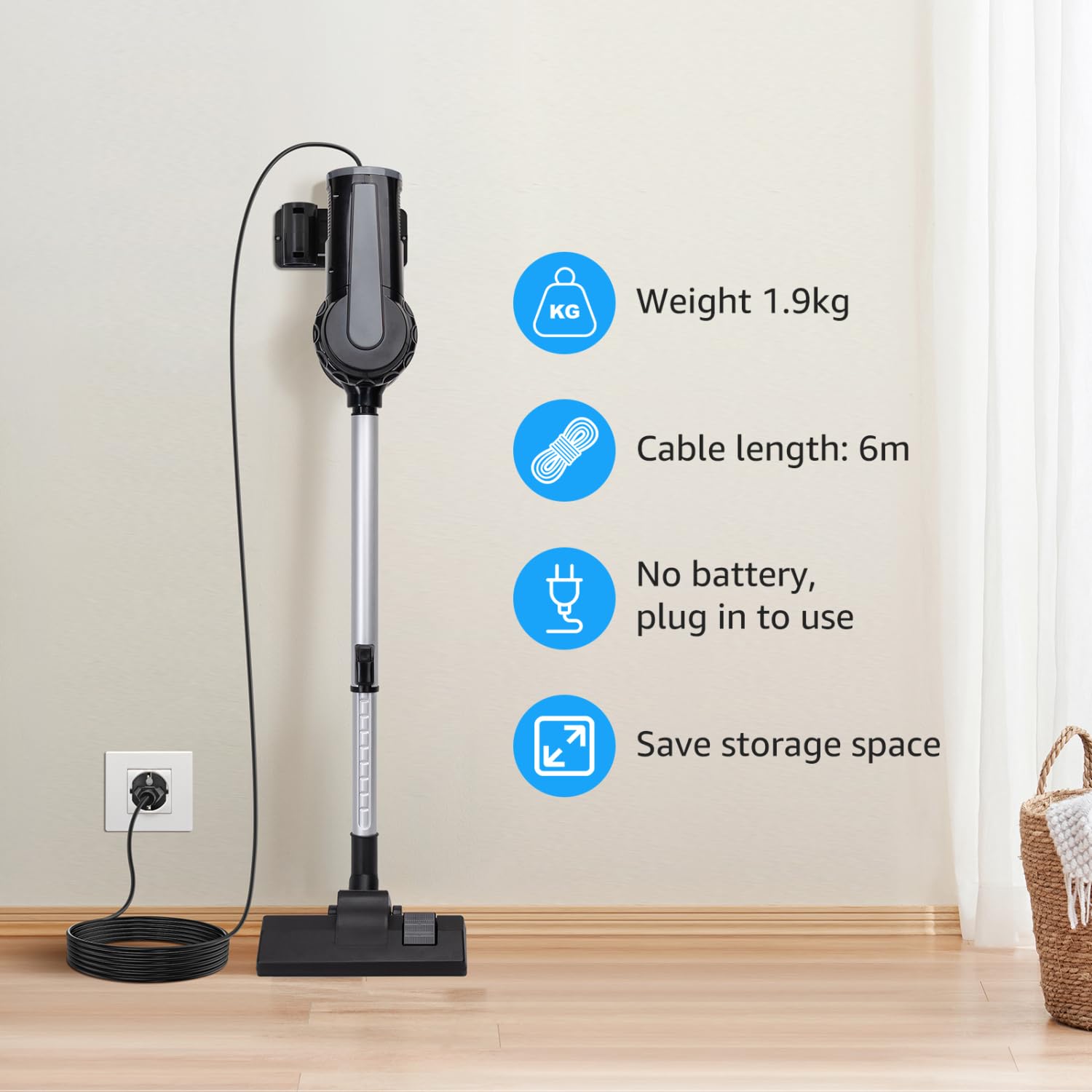 AIGOSTAR Staubsauger 4-in-1 Handstaubsauger Staubsauger Wired Vacuum Cleaner with HEPA Filtering Leichtgewicht