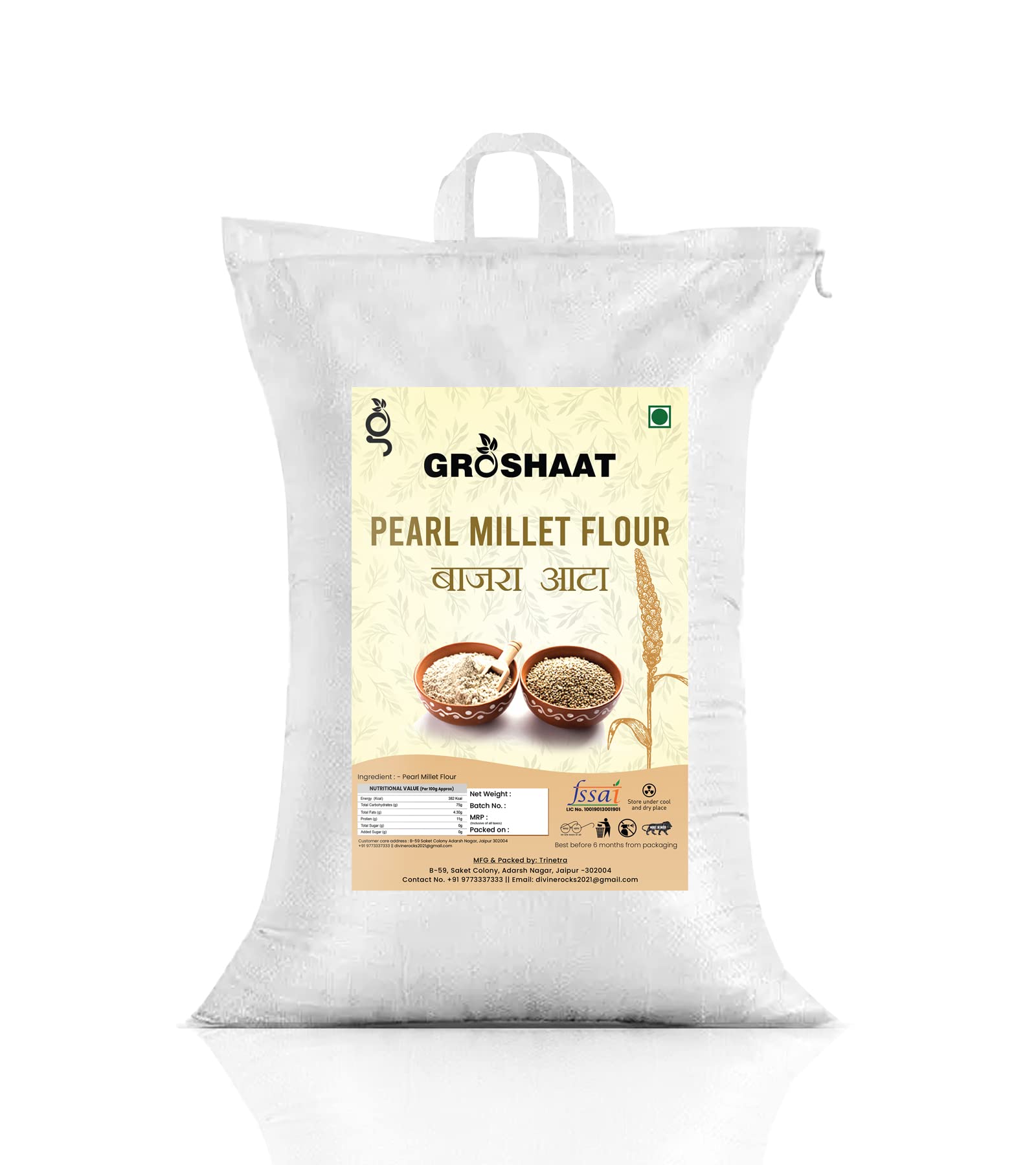 Groshaat Bajra Atta (Pearl Millet Flour)- 10Kg Pack Boost digestion, Healthier, High in Protein, Rich in Vitamin (B0BR9PHJN2) Amazon Price History, Amazon Price Tracker