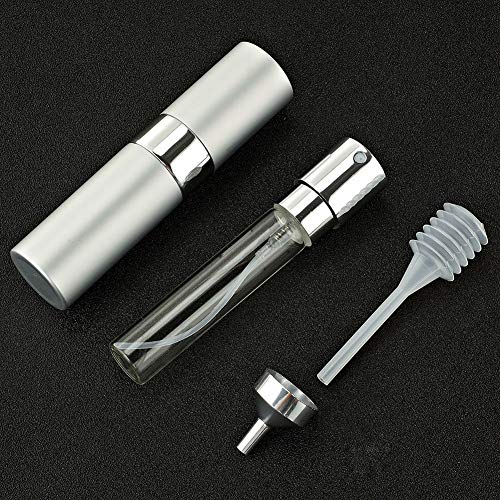 Image of 10ML Mini Perfume Atomizer Spray Bottle, Empty Refillable Glass Travel Cologne Sprayer for Men & Women with Refill Tools (Silver-1)
