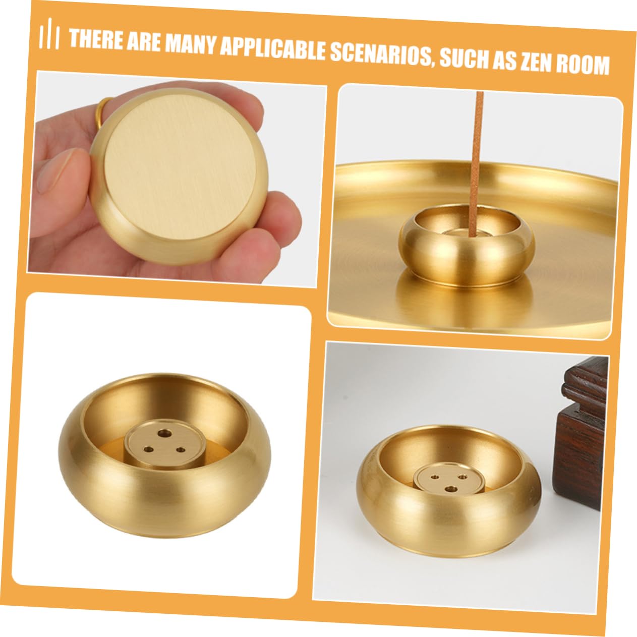 ABOOFAN 4 Stück Weihrauchhalter aus Messing Räuchergefäß räucherstäbchen Ambrosia Retro- Vintage- Räucherstäbchenständer Halter für Räucherstäbchen Esstisch Dekorationen Shanto