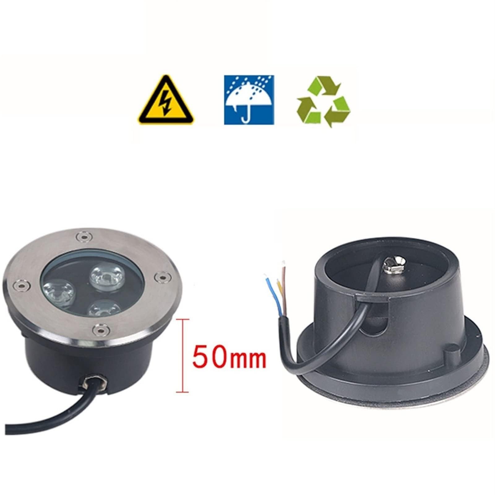 Lampa ogrodowa LED, 4 sztuki, reflektor zewnętrzny LED 3 W – ultracienkie, wodoszczelne (IP67) lampy do zabudowy w ogrodzie, łącznie ze zintegrowaną lampą stojącą na taras, chodnik i do ogrodu