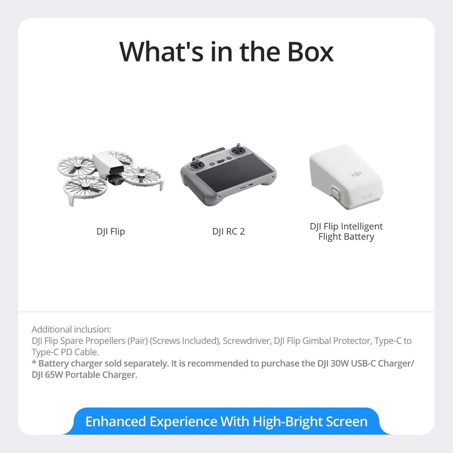 DJI Flip Bundle (RC 2 Fernsteuerung mit Bildschirm), 4K-Kameradrohne, Mini-Drohne, < 249 g, Drohne mit Follow Me Funktion, 13 km Videoübertragung, Handstart, mit Kartenleser, Speicherkarte