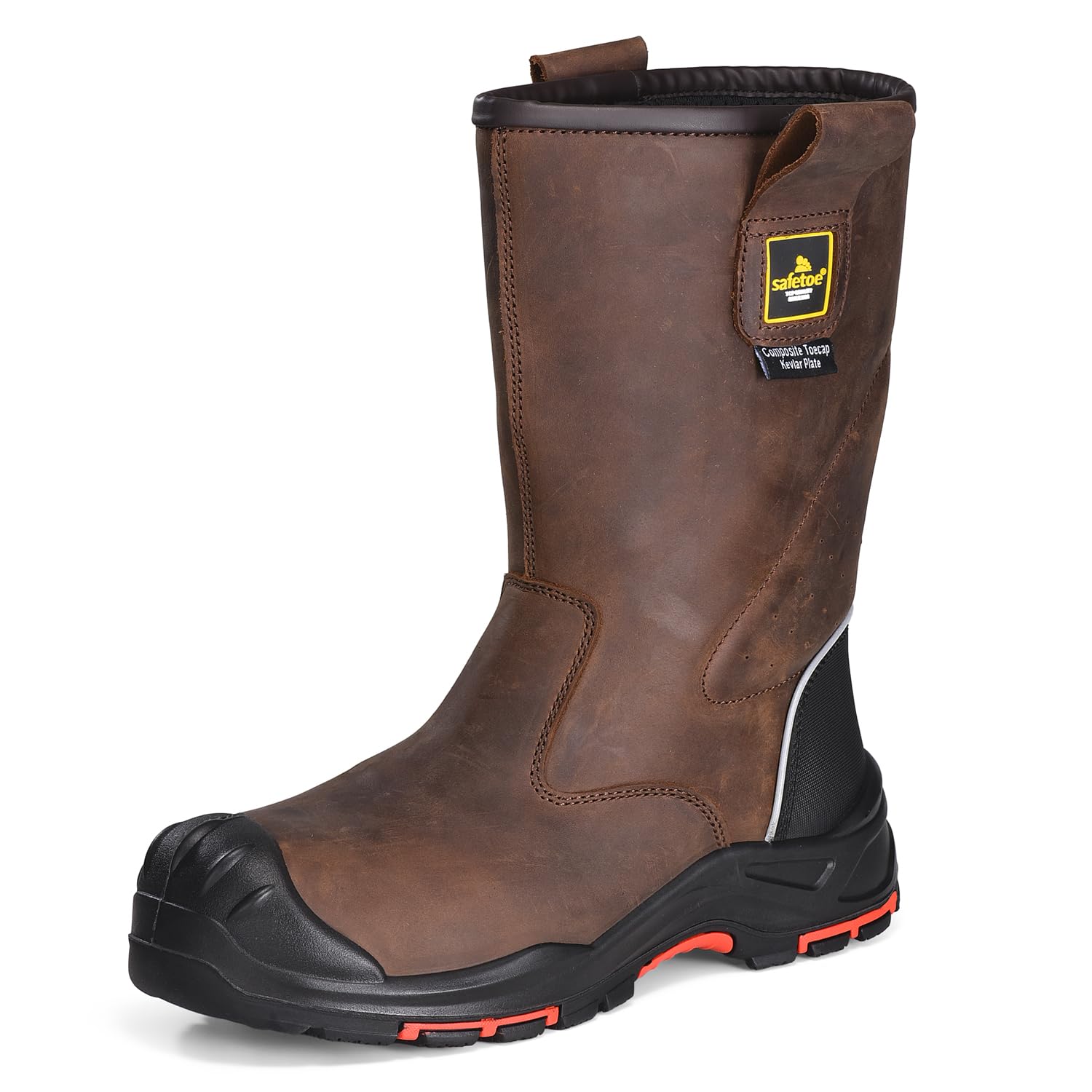 SAFETOE Work Boots for Men Cow Leather Safety Boot 8-inch Composite Toe Industrial Construction Boots for Oil,Gas,Mine