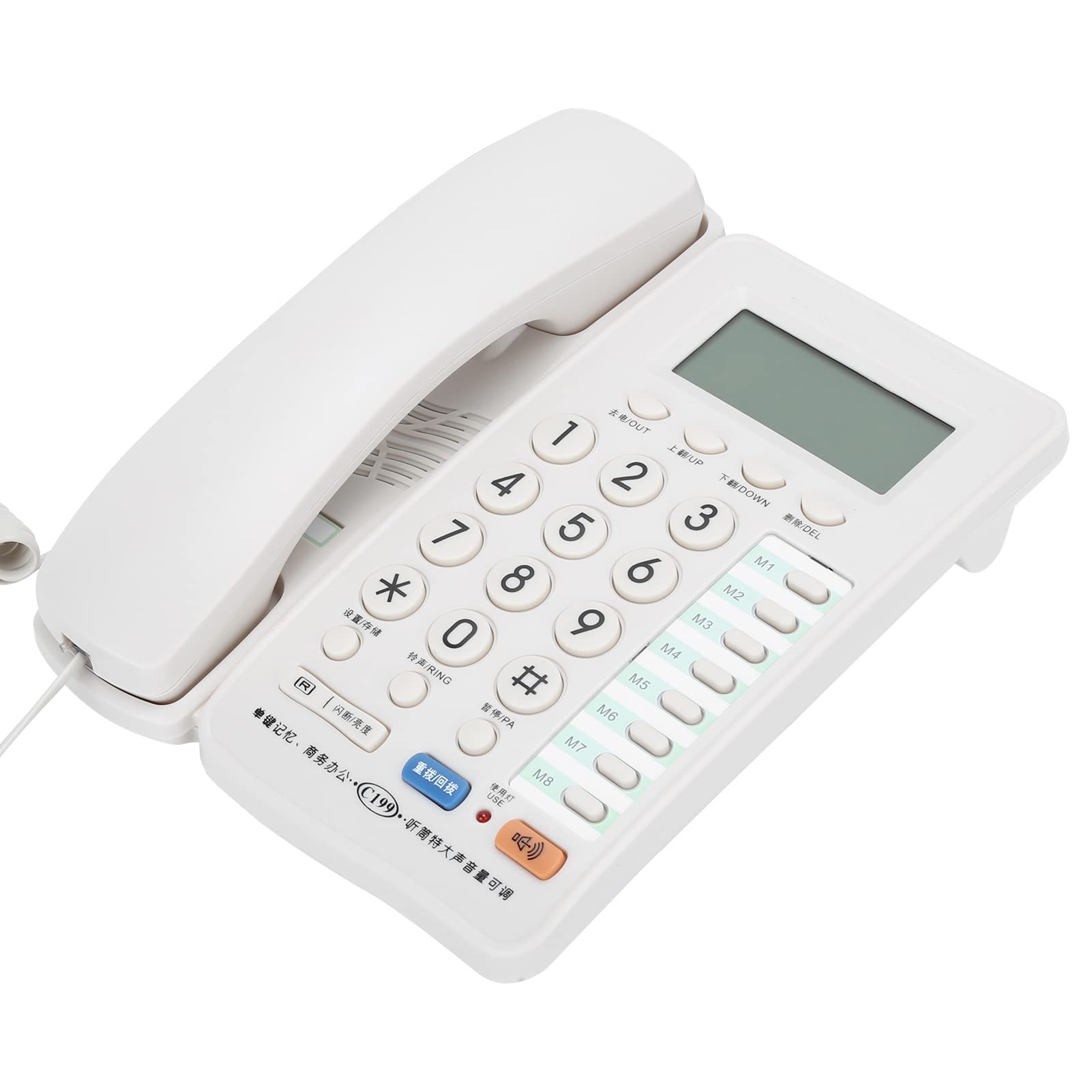 Telefono Fisso con Filo, Telefono Fisso cablato Portatile da Tavolo, Vivavoce/archiviazione Numeri, per uffici Domestici, Hotel, ristoranti