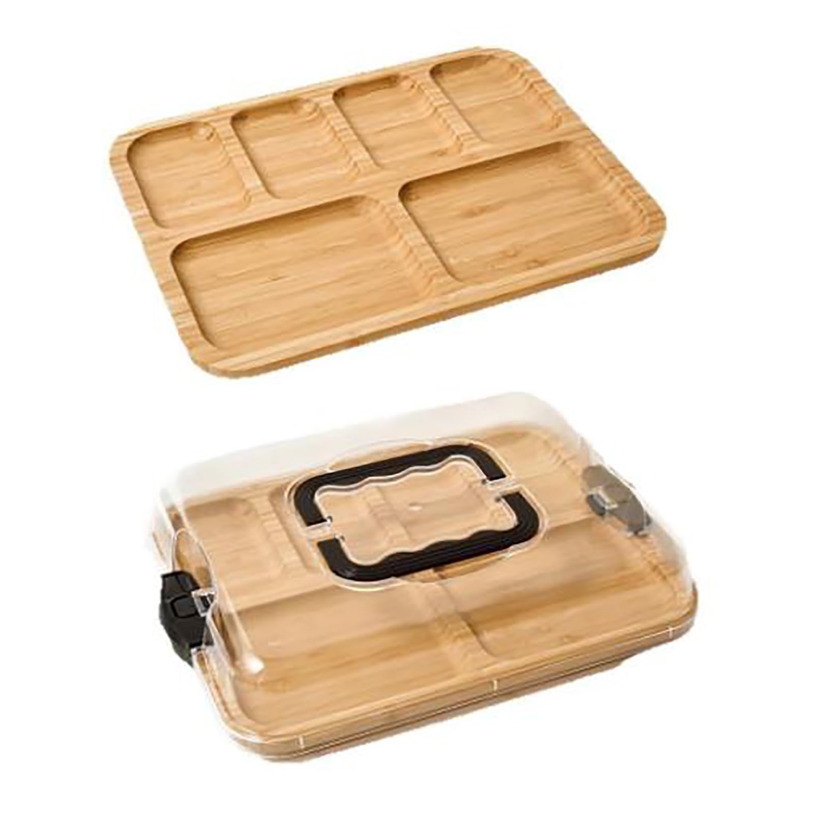 Tablas Para Embutidos (35,5 × 27,9 Cm), Bandeja De Madera Para Embutidos, 6 Compartimentos, Tabla De Cortar/almacenamiento, Para Embutidos Y Aperitivos En La Cocina.,A