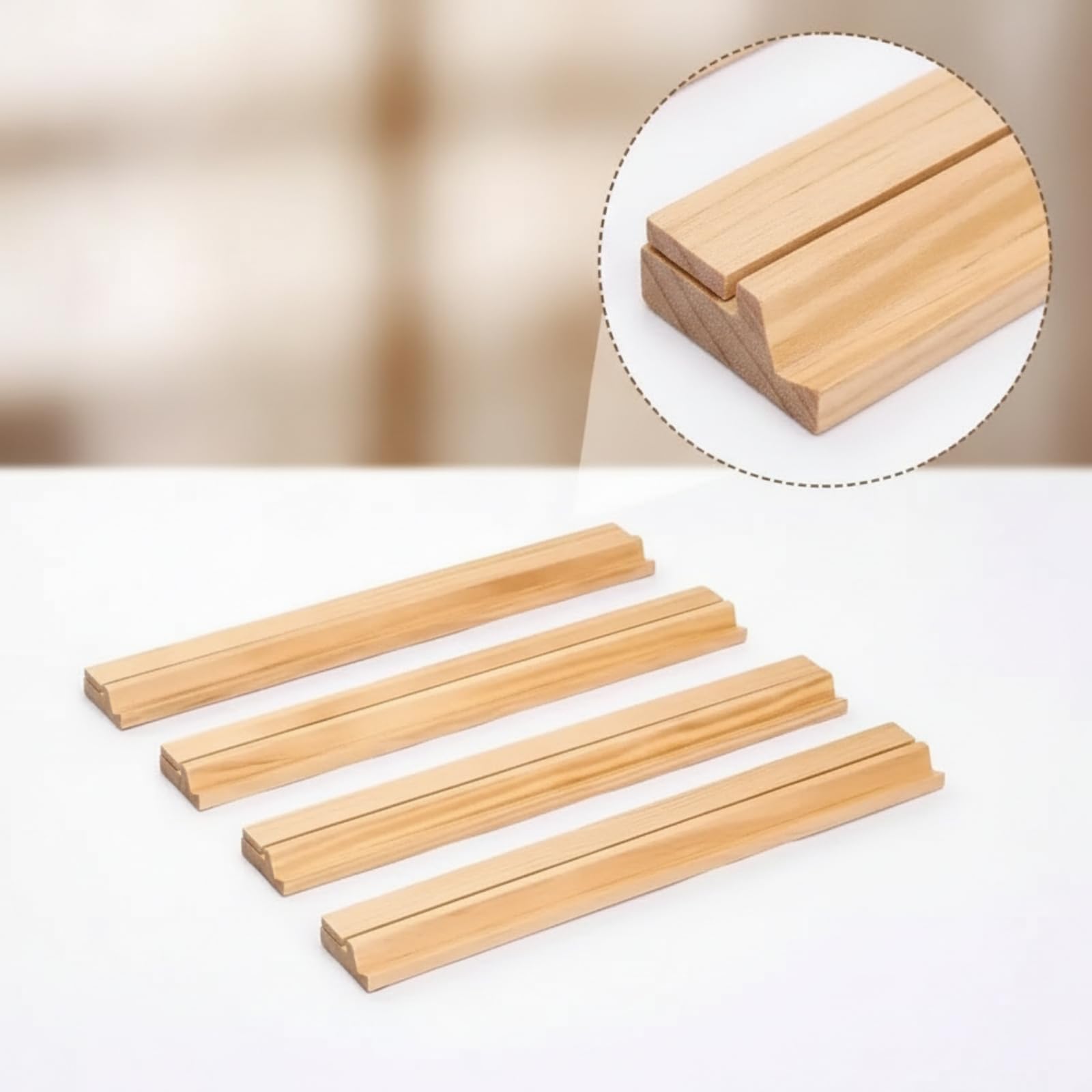 4 Pezzi Rastrelliera in Legno per Pratico Tessere con Canale Incassato Organizzato per Famiglie , ,