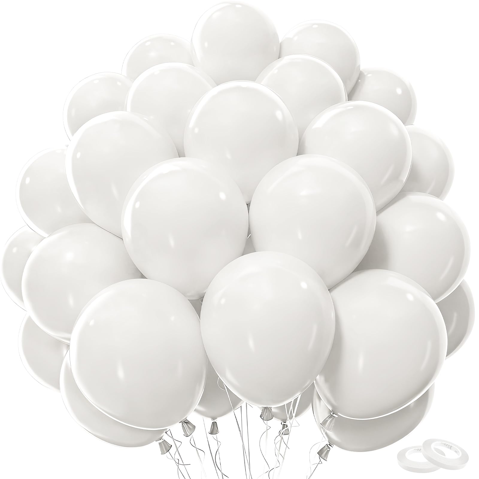 White Balloons 100 Pack, YianHien 12 Inch Thick Latex Matte White Party Balloons Set for Birthday Wedding Bridal Shower Anniversary Valentine's Engagement Retirement Graduation Theme Party Decorations