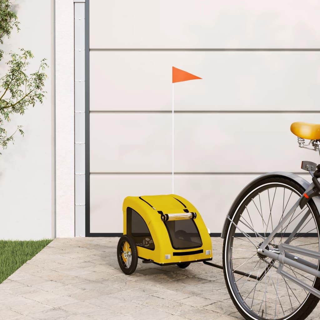 vidaXL Rimorchio da Bici per Animali Giallo Oxford e Ferro