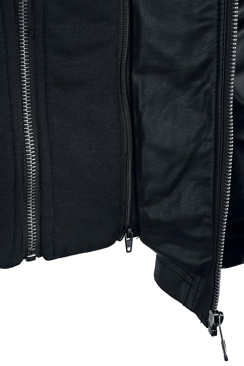 Black Premium by EMP Mujer Chaqueta negra de piel sintética estilo motero