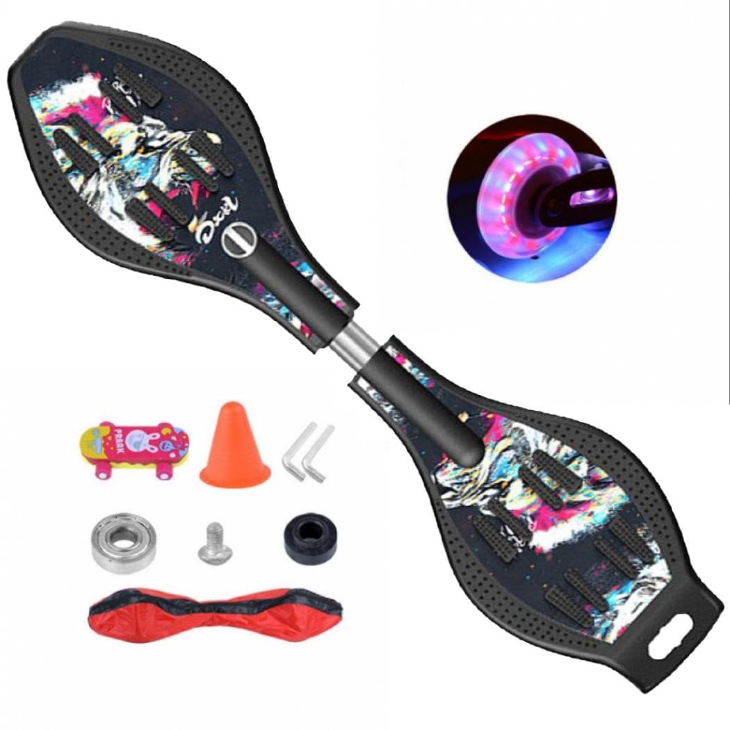 ComeonCaster Board, Compact and Lightweight Caster Board with 360-degree Casters and Illuminating Wheels,Deluxe Junior Skateboard for More Excitement, Fun and Visibility