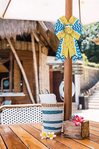 Miniatura 4 de 2 lazos de arpillera de verano para coronas, lazos marinos de arpillera para coronas, tiras de ondas marinas de verano, lazos para decoración de
