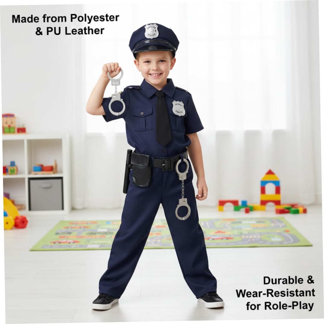 Jorzer Costume da poliziotto per bambini, Costume da poliziotto per bambini, per ragazzi Completo da gioco di ruolo blu con set completo di accessori L.