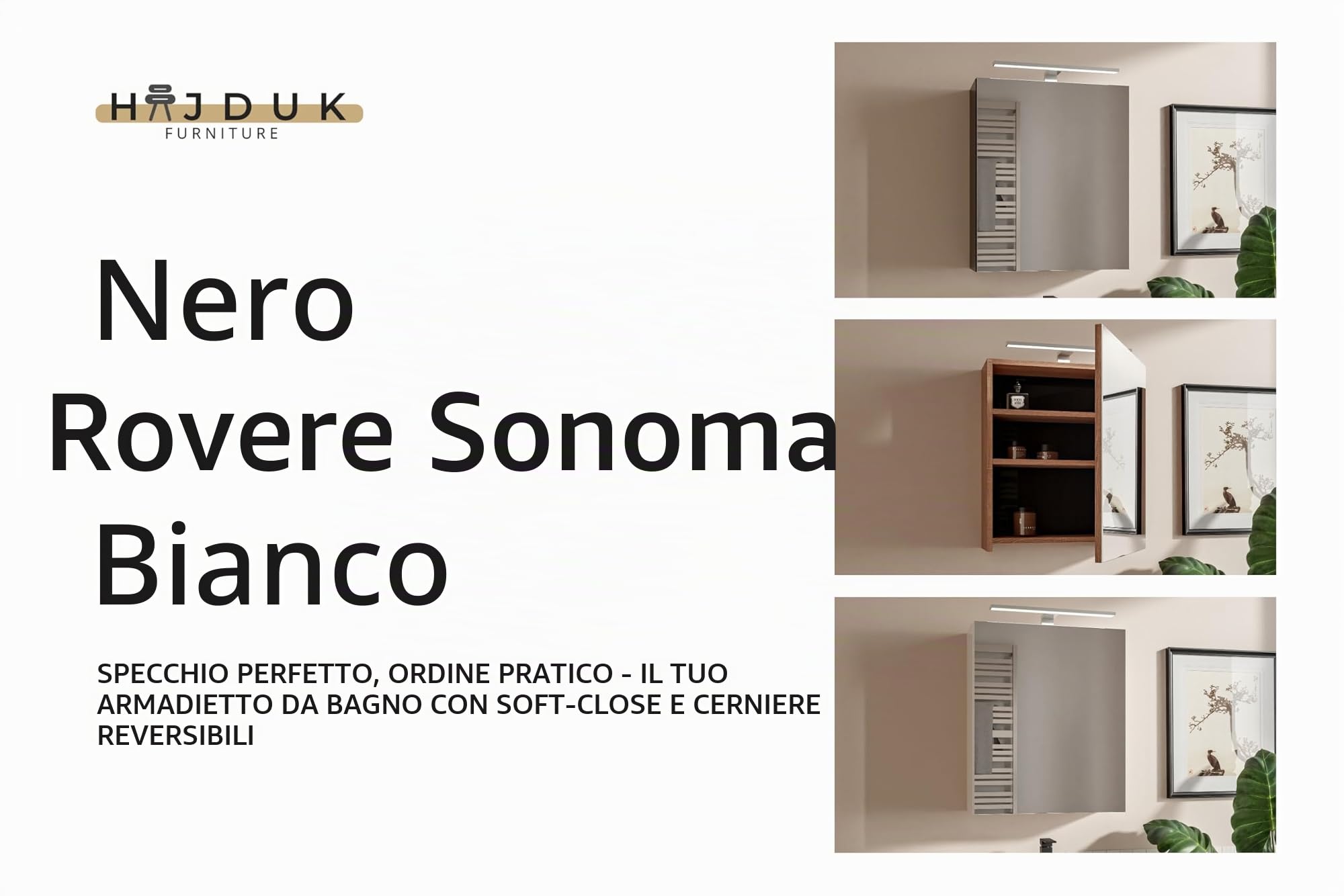Armadietto da Bagno con Luce Bianco Opaco 50x60 cm - Specchio da Parete LED Retroilluminato - Mobile Baño - Mobiletto Bagno 3 Ripiani - IP44 Impermeabile Specchio Baño LED 4000 K