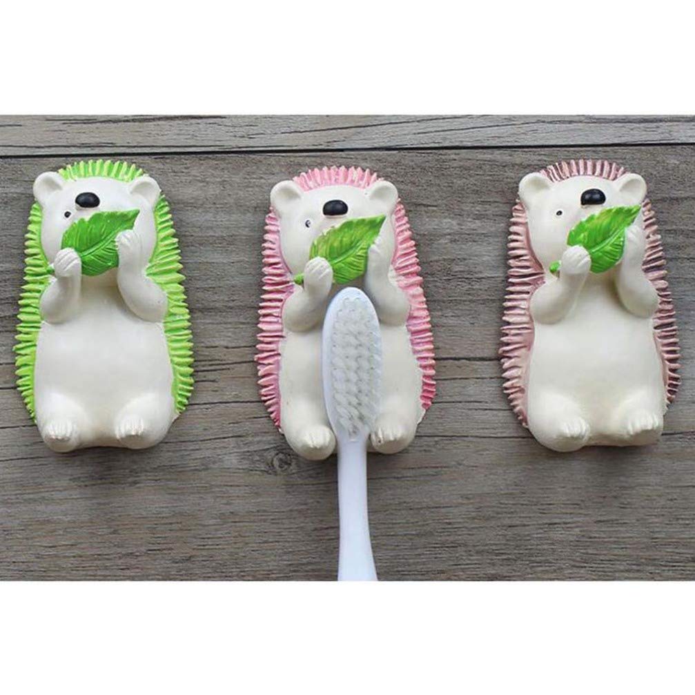 VASDEV 2 Soportes para cepillos de Dientes montados en la Pared Erizo multifunción de Dibujos Animados para cepillos de Dientes, Organizador Colgante, Suministros para baño Familiar (imag
