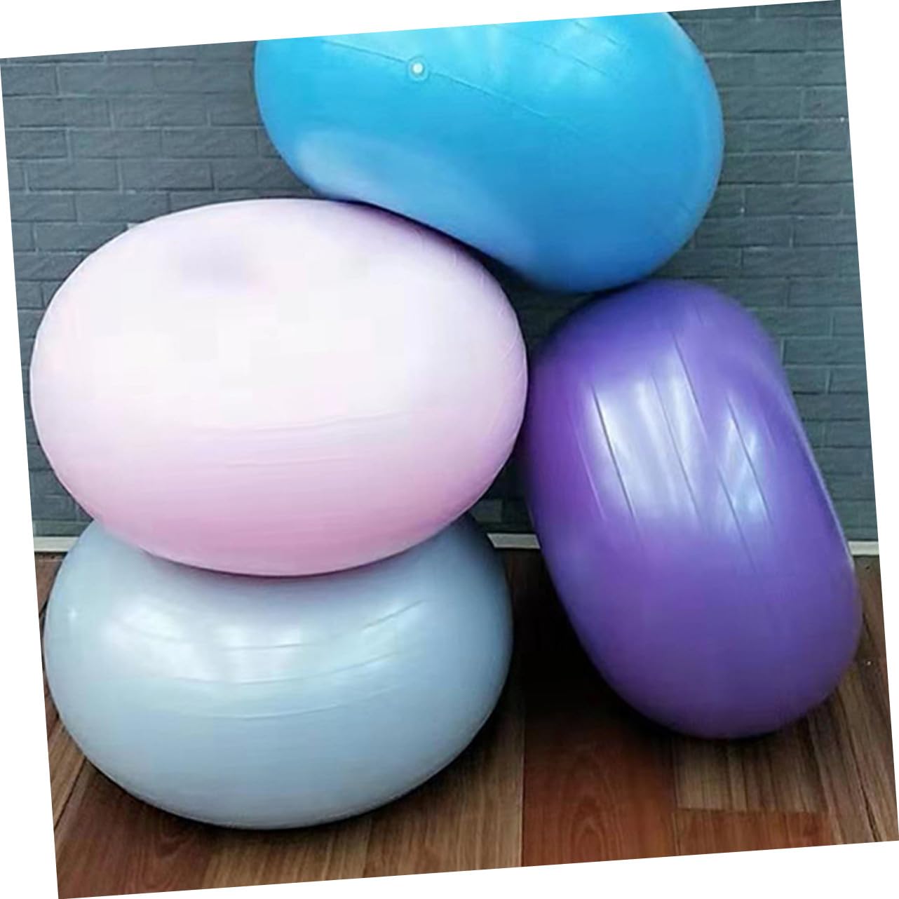 HEMOTON Pallone Yoga Gonfiabile a Ciambella Blu in Pvc con Pompa | Superficie Antiscivolo, Design Anti-scoppio e Alta Aderenza, per Stabilità e Allenamento in Casa