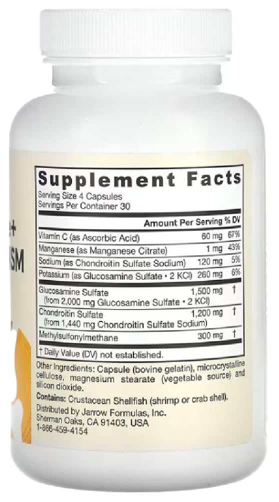 Jarrow Formulas - Glucosamin + Chondroitin + MSM | Gelenkunterstützung - 120 Kapseln